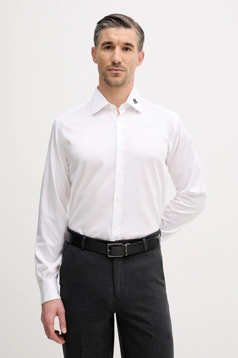 Karl Lagerfeld cămașă culoarea alb, cu guler italian, regular, 561602.605041