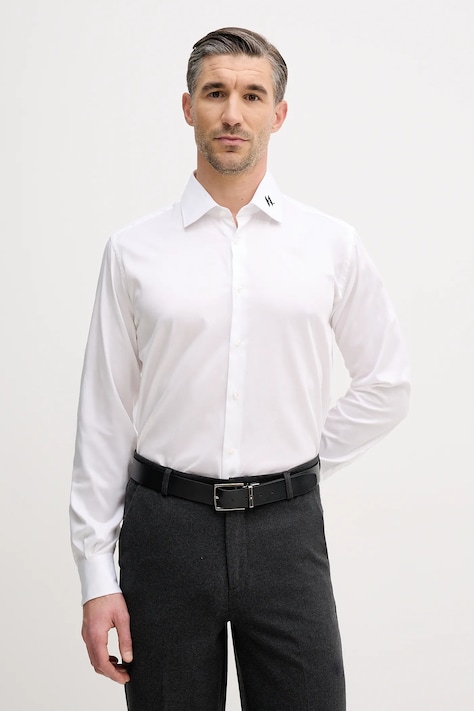 Karl Lagerfeld cămașă culoarea alb, cu guler italian, regular, 561602.605041