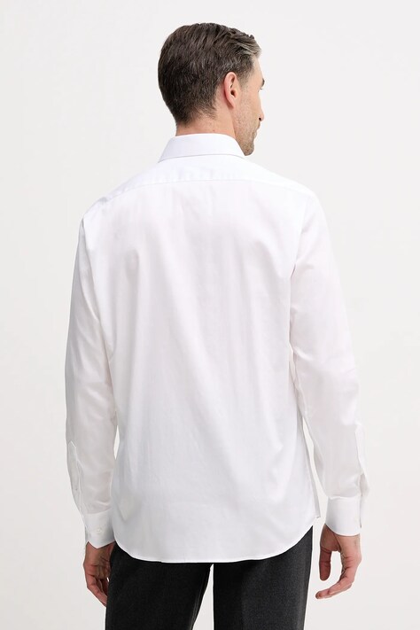 Karl Lagerfeld koszula męska kolor biały regular z kołnierzykiem włoskim 561602.605041