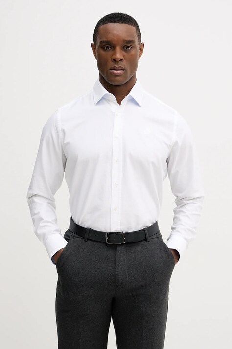 Karl Lagerfeld koszula bawełniana męska kolor biały regular z kołnierzykiem klasycznym 561784.605192