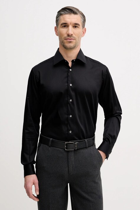 Karl Lagerfeld cămașă culoarea negru, cu guler clasic, regular, 561666.605100