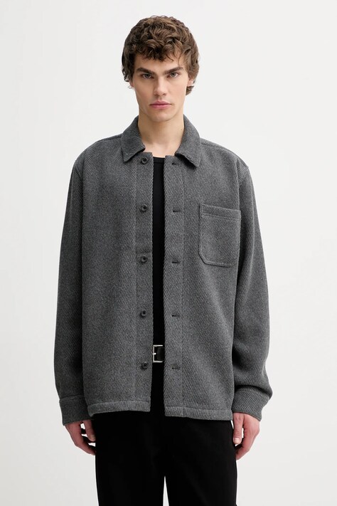 Les Deux kurtka koszulowa z dodatkiem wełny męska kolor szary przejściowa 1001007