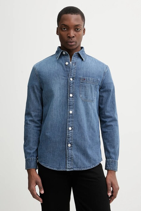 Τζιν πουκάμισο Tommy Jeans ανδρικό, χρώμα: μπλε, DM0DM22303