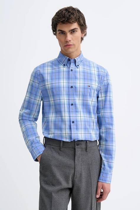 Хлопковая рубашка Tommy Jeans цвет фиолетовый regular воротник button-down DM0DM22423