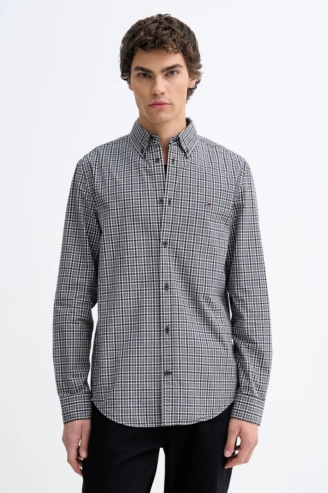 Tommy Jeans koszula bawełniana męska kolor szary regular z kołnierzykiem button-down DM0DM22423