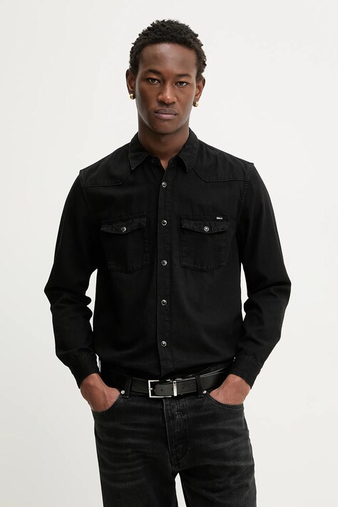 Tommy Jeans koszula męska kolor czarny regular z kołnierzykiem klasycznym DM0DM22432