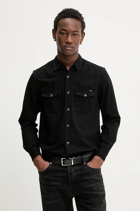 Tommy Jeans koszula męska kolor czarny regular z kołnierzykiem klasycznym DM0DM22432