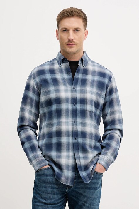 BOSS Orange koszula bawełniana Rickert_M męska kolor niebieski regular z kołnierzykiem button-down 50552983