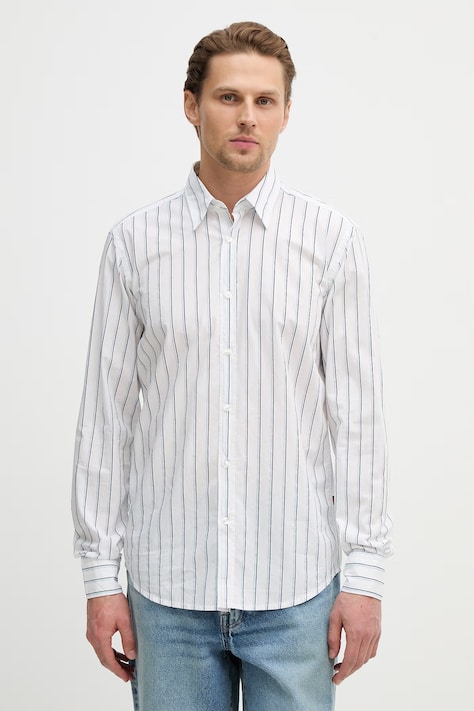 Βαμβακερό πουκάμισο BOSS Orange Relegant_6_M ανδρικό, χρώμα: άσπρο, 50553704