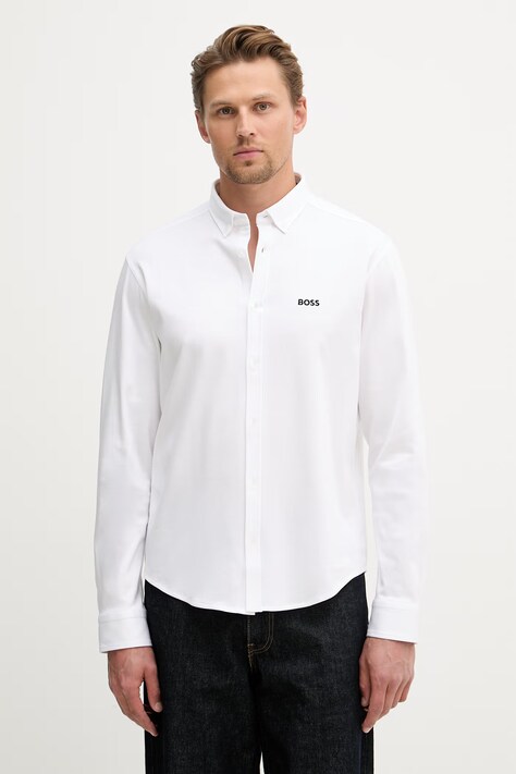 BOSS Green koszula męska bawełniana ST_Motion L biała gładka 50555946