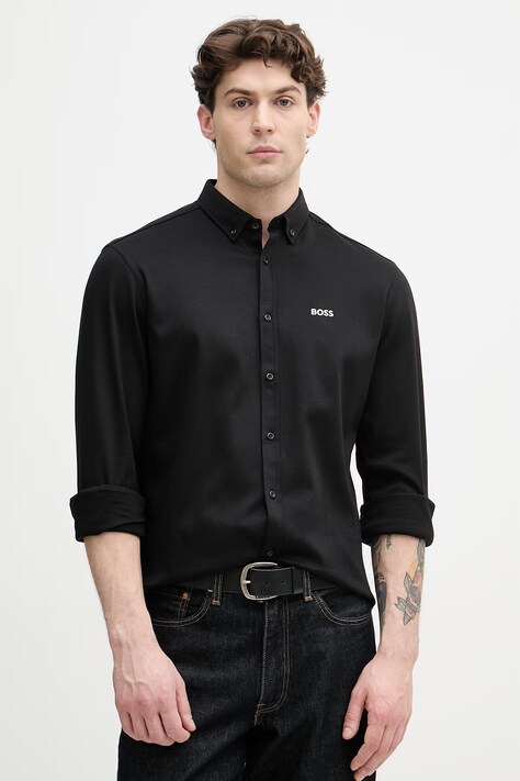BOSS Green koszula męska bawełniana ST_Motion L czarna gładka 50555946