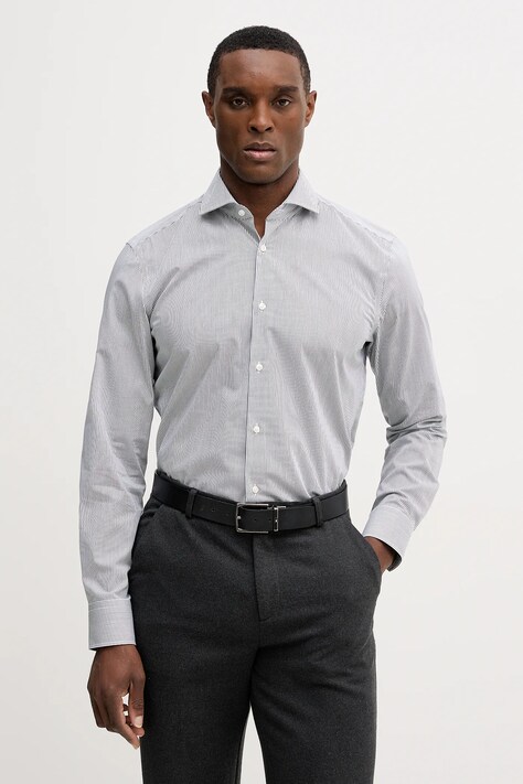 BOSS koszula bawełniana H-HANK-SP-B1-C1-261 męska kolor granatowy slim z kołnierzykiem klasycznym 50555977