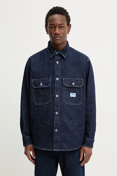 Дънкова риза Hugo Blue Ebolt в тъмносиньо със стандартна кройка с класическа яка 50556349