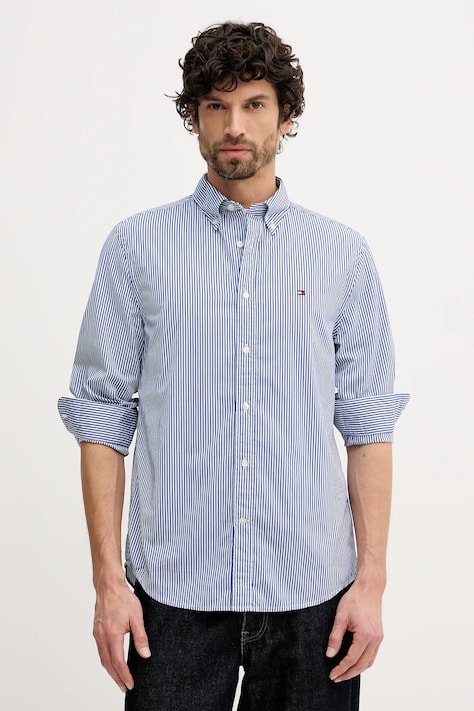 Tommy Hilfiger koszula bawełniana męska kolor niebieski regular z kołnierzykiem button-down MW0MW41403
