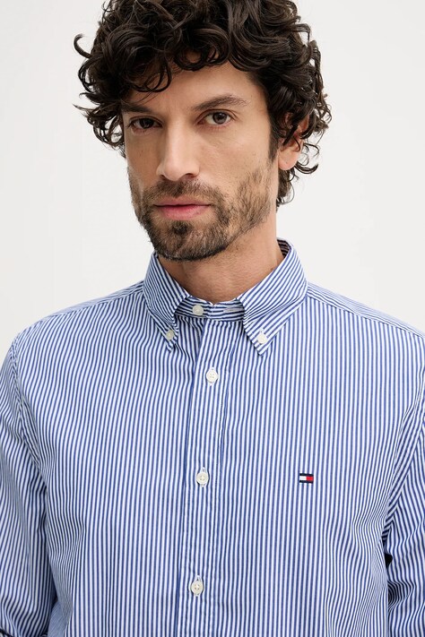 Tommy Hilfiger koszula bawełniana męska kolor niebieski regular z kołnierzykiem button-down MW0MW41403