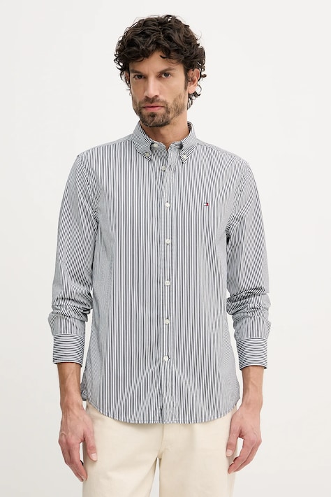 Бавовняна сорочка Tommy Hilfiger колір чорний regular комір button-down MW0MW41403