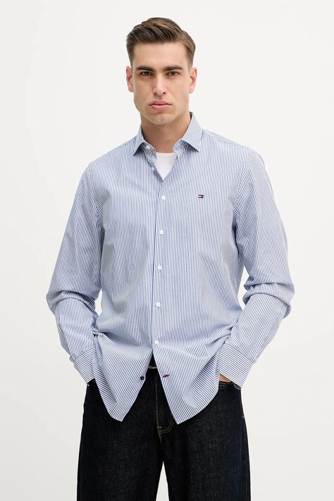 Tommy Hilfiger camicia in cotone uomo colore blu MW0MW41657