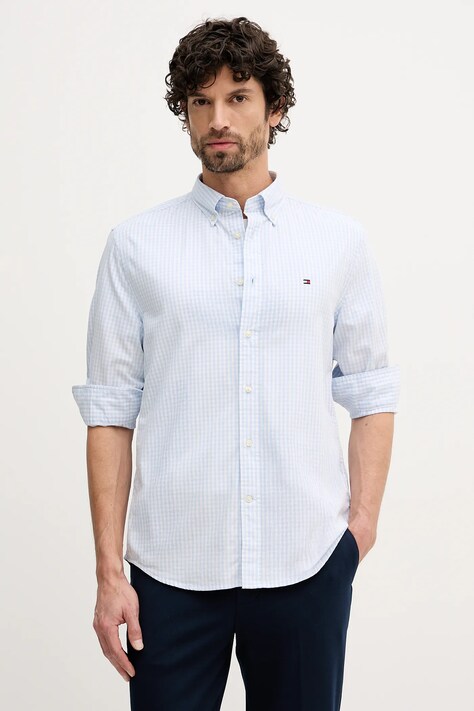 Tommy Hilfiger koszula bawełniana męska kolor niebieski regular z kołnierzykiem button-down MW0MW41713