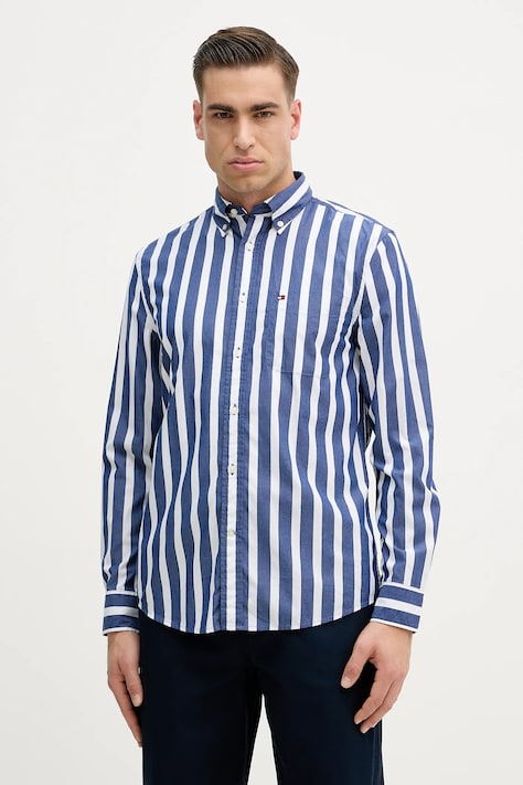 Tommy Hilfiger camicia in cotone uomo colore blu navy MW0MW41715