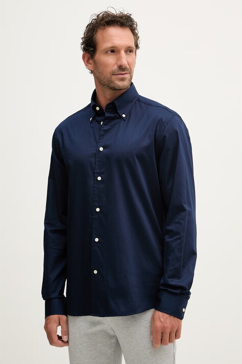 Tommy Hilfiger koszula męska bawełniana z elastanem granatowa gładka MW0MW41824