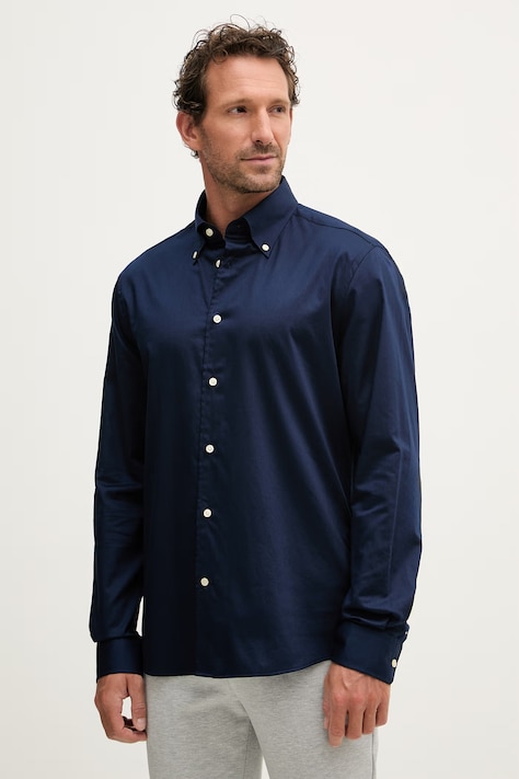 Tommy Hilfiger koszula męska bawełniana z elastanem granatowa gładka MW0MW41824