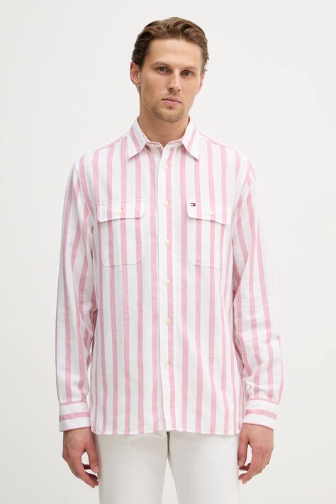 Tommy Hilfiger koszula męska kolor różowy relaxed z kołnierzykiem klasycznym MW0MW41687