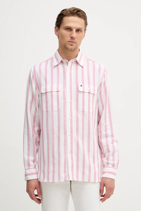 Tommy Hilfiger koszula męska kolor różowy relaxed z kołnierzykiem klasycznym MW0MW41687