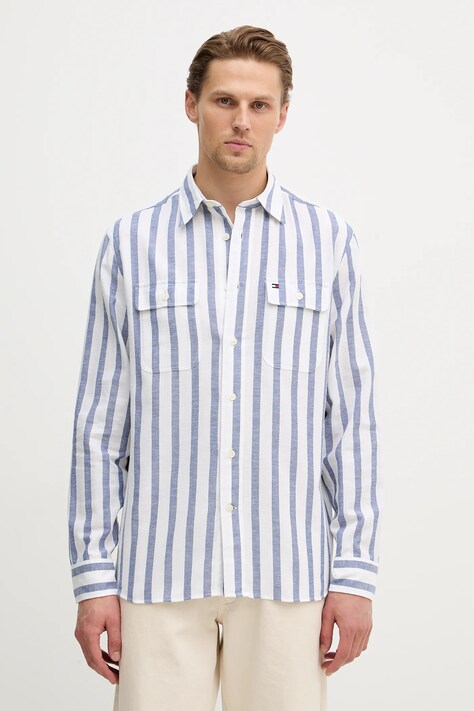 Tommy Hilfiger koszula męska kolor niebieski relaxed z kołnierzykiem klasycznym MW0MW41687