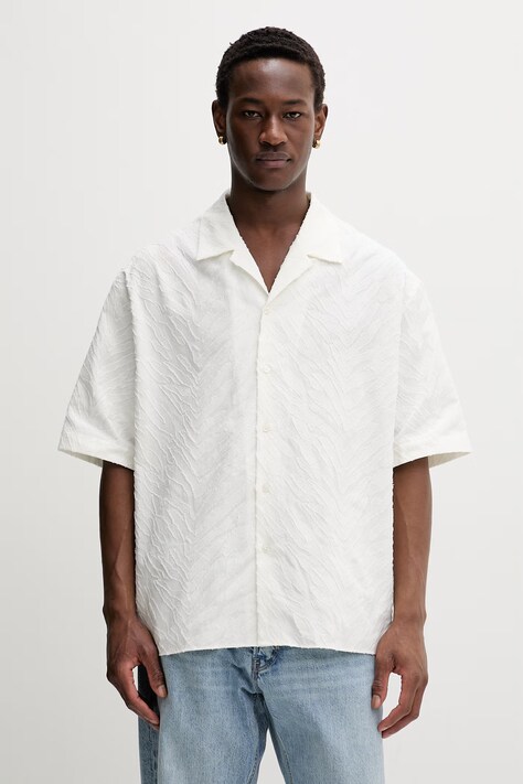 Kenzo koszula męska bawełniana beżowa FG55CH1359JS