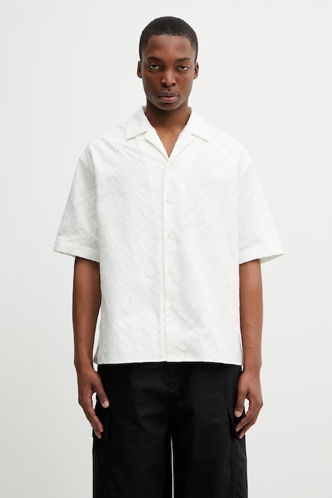 Kenzo koszula bawełniana męska beżowa FG55CH1359JS