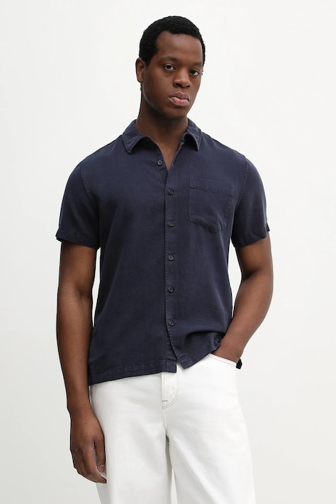 Košile Guess pánská, tmavomodrá barva, regular, s klasickým límcem, M6RH04 WDX72