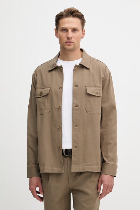 Риза Guess CORONADO в зелено със свободна кройка с класическа яка M6RH35 WI702