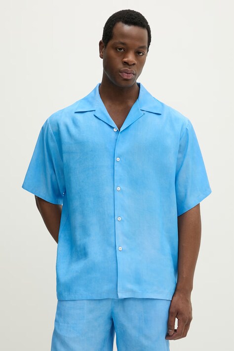 MSGM koszula męska niebieska gładka 4040ME08X.267009