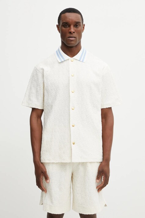 Drôle de Monsieur cotton shirt Monogramme beige color regular J.SH221.CO201.OW