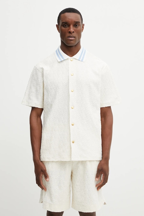 Drôle de Monsieur cotton shirt Monogramme beige color regular J.SH221.CO201.OW