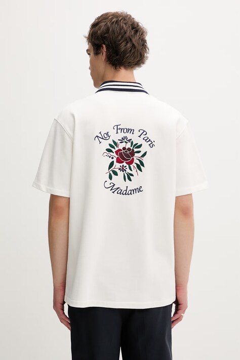Drôle de Monsieur сорочка чоловіча бавовняна Chemise Piquée Slogan Rose бежева однотонна J.SH247.CO264.OW