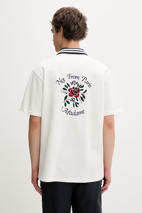 Drôle de Monsieur moška bombažna srajca Chemise Piquée Slogan Rose bež enobarvna J.SH247.CO264.OW