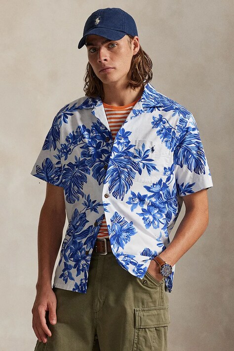 Polo Ralph Lauren koszula bawełniana męska kolor niebieski regular 710P04447