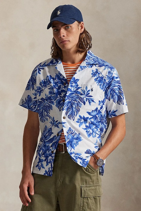 Polo Ralph Lauren koszula bawełniana męska kolor niebieski regular 710P04447