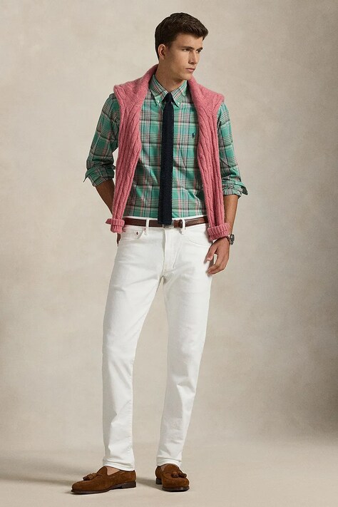 Polo Ralph Lauren koszula bawełniana męska kolor zielony regular z kołnierzykiem button-down 710P06020