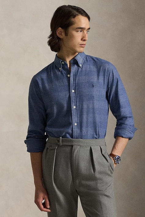 Košile Polo Ralph Lauren pánská, tmavomodrá barva, regular, s límečkem button-down, 710P07185