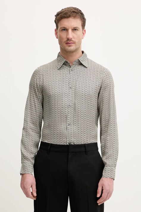 Armani Exchange koszula męska kolor czarny regular z kołnierzykiem klasycznym XM001821 AF13235