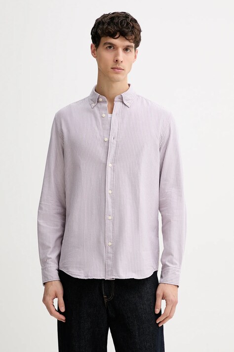 Marc O'Polo koszula bawełniana męska kolor różowy regular z kołnierzykiem klasycznym 620733042172