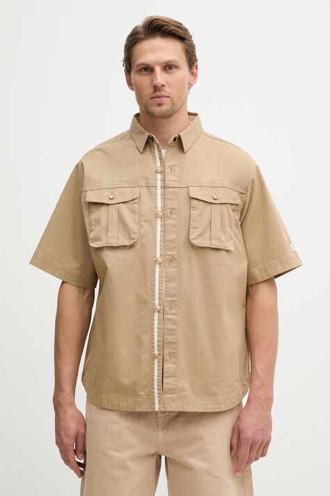 Columbia koszula męska z bawełną Acker Rock zielona gładka 2157021