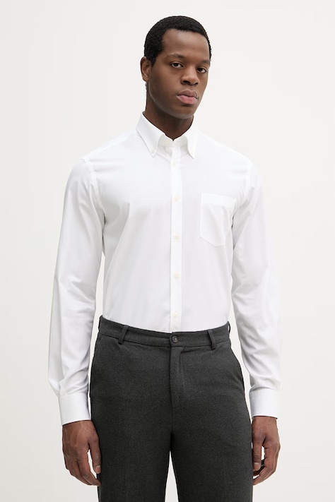 Paul&Shark koszula bawełniana męska kolor biały regular z kołnierzykiem button-down 99313010