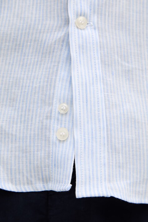 Paul&Shark koszula lniana męska kolor niebieski regular z kołnierzykiem klasycznym 26413158CF