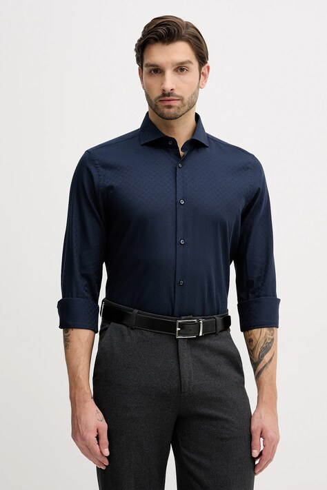 Joop! koszula bawełniana męska kolor granatowy slim z kołnierzykiem klasycznym 30101700