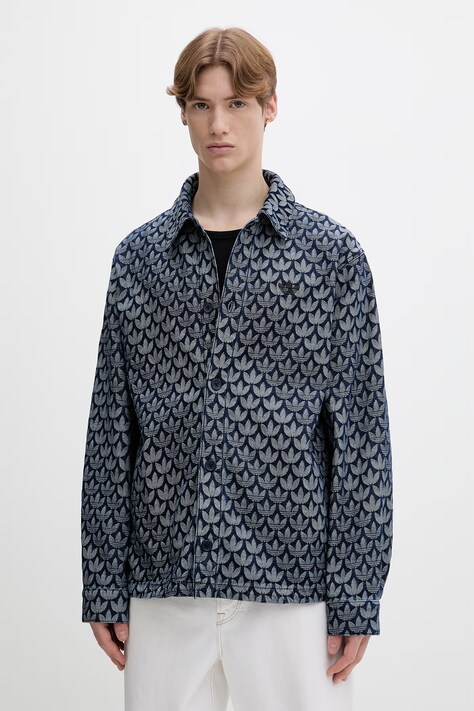 adidas Originals koszula jeansowa męska kolor granatowy regular z kołnierzykiem klasycznym KD0397