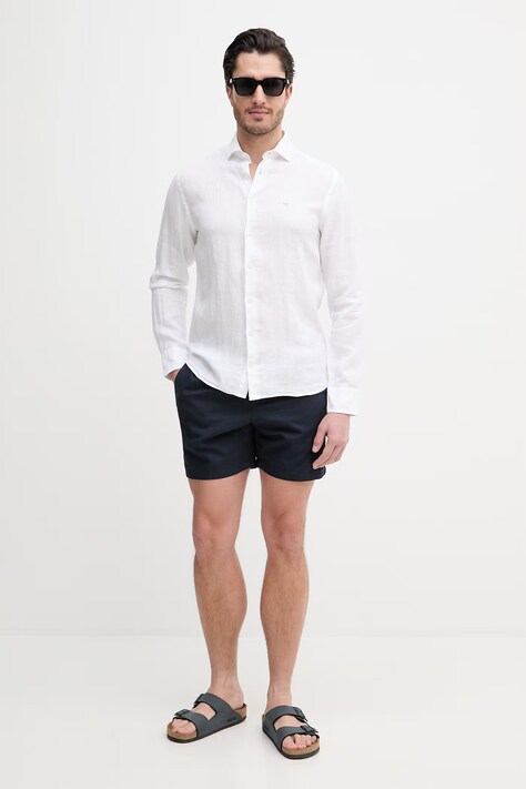 Hackett London cămașă de in culoarea alb, regular, HM3010636
