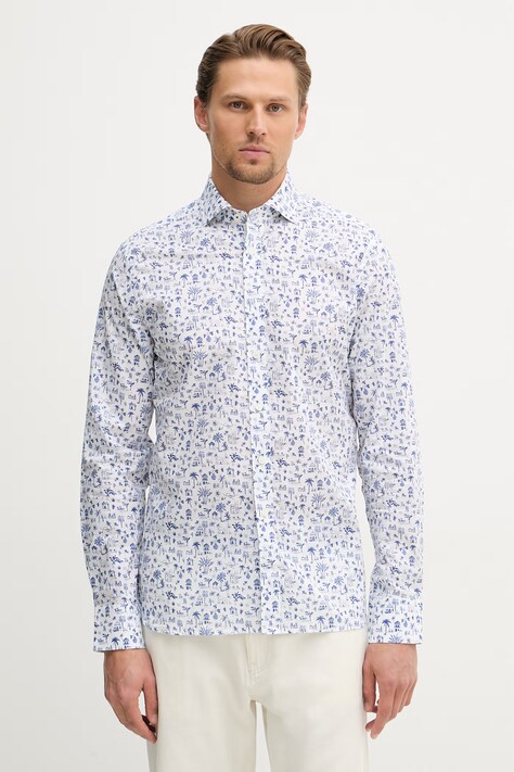 Hackett London koszula męska bawełniana niebieska HM3010612